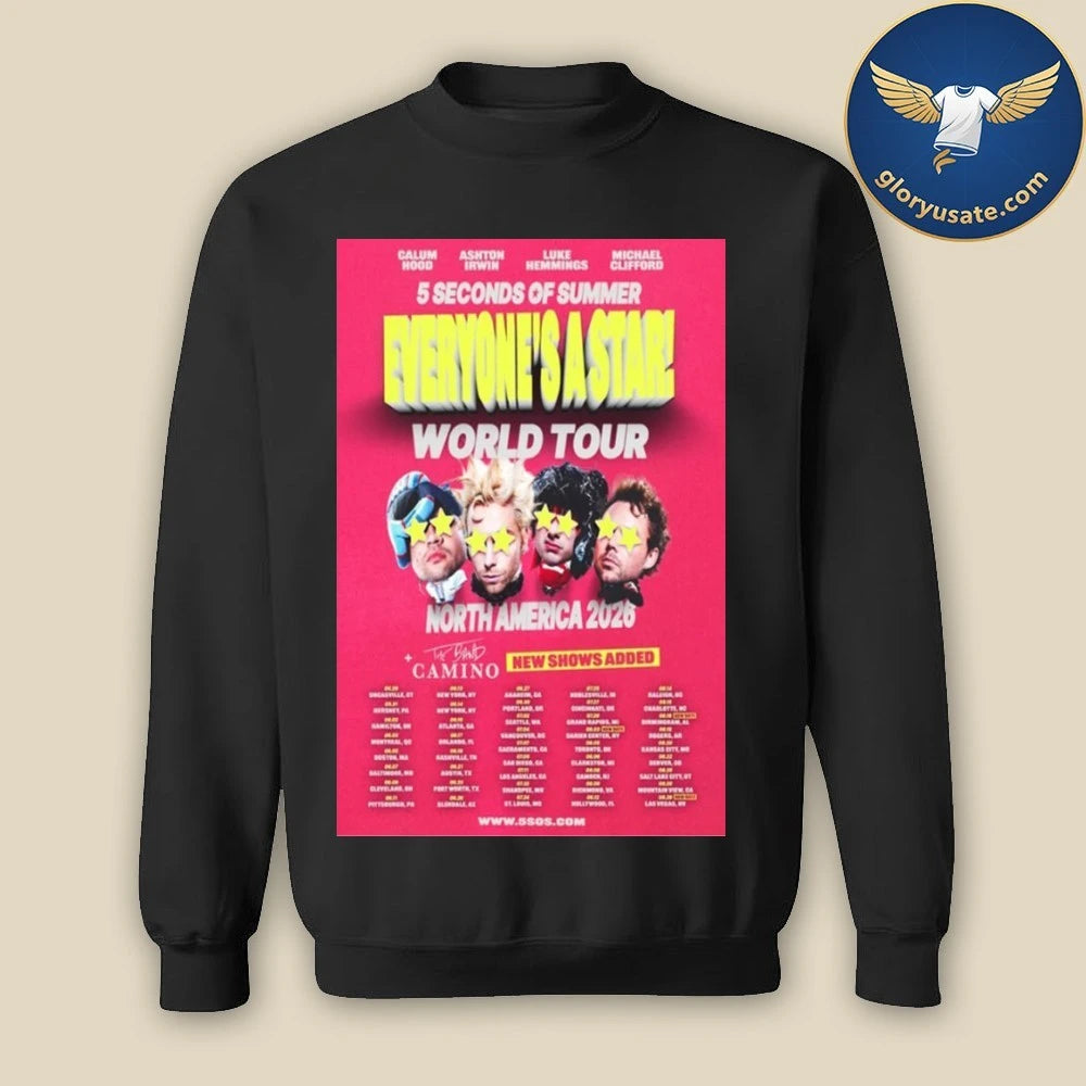 5 Seconds of Summer North America, Europe & UK Tour 2026 Poster Shirt