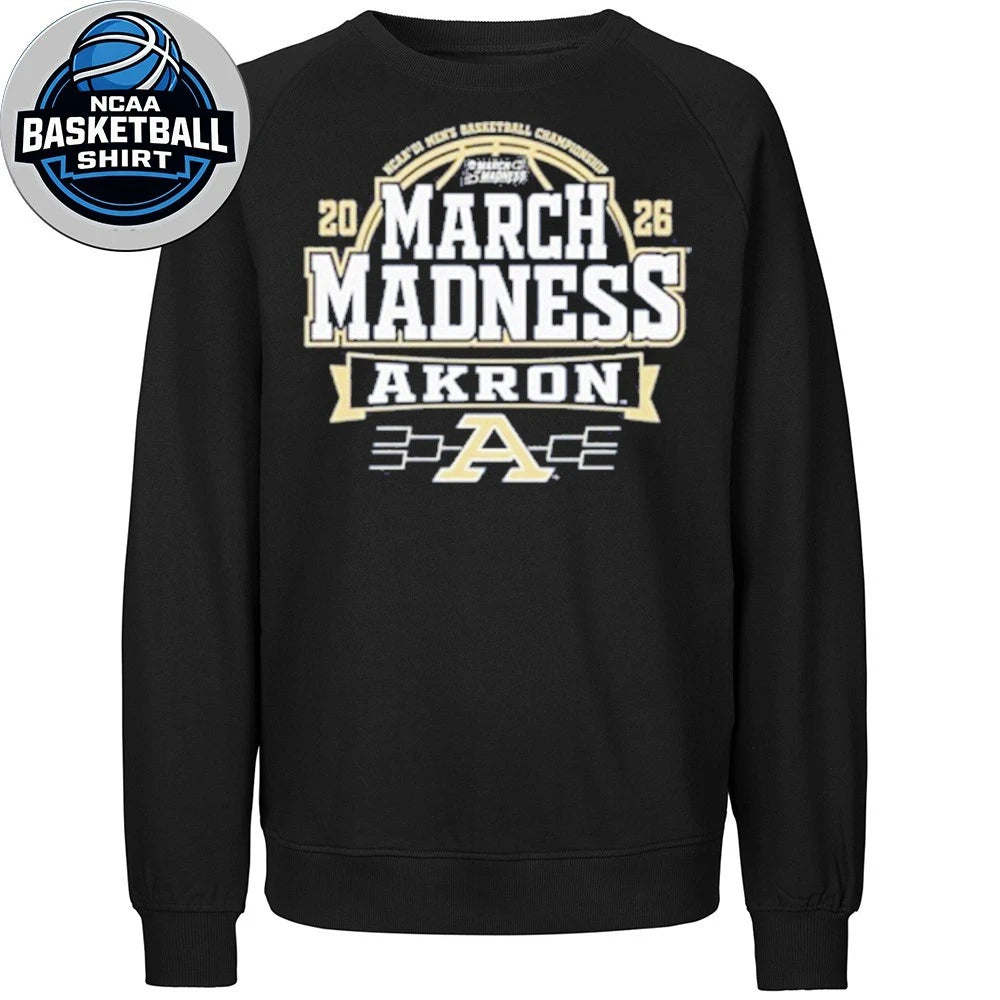 Akron Zips Navy Blue 2026 NCAA Men’s Basketball March Madness Bound Logo T-Shirt