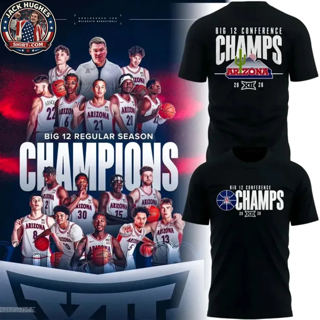 Arizona Wildcats Big 12 Conference Champs 2026 Logo Two Sided T-Shirt
