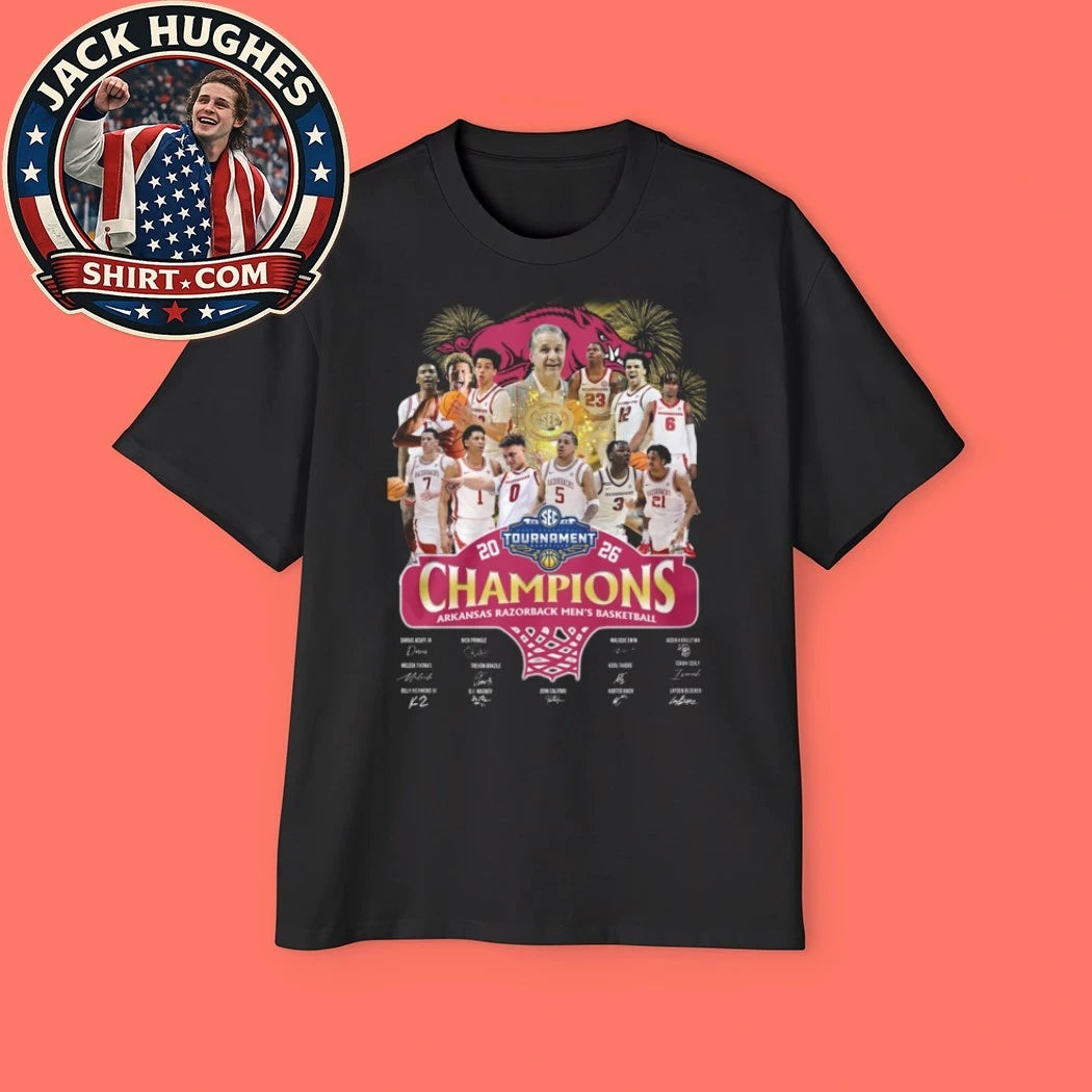 Arkansas Razorbacks 2026 Sec Mens Basketball Tournament Champions Signature Father Day Gift Shirt
