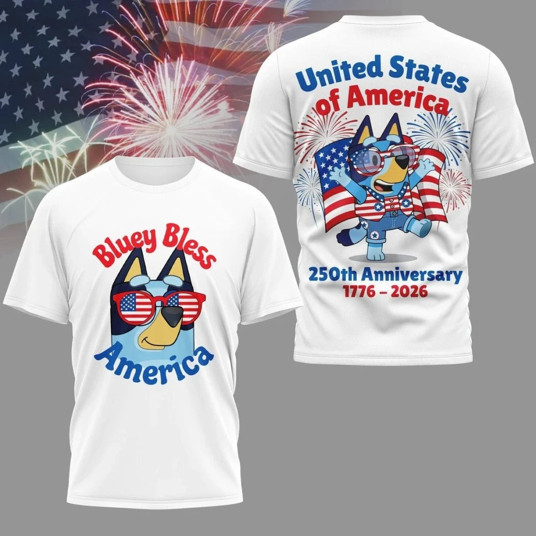 Bluey United States of America 250th Anniversary 1776-2026 T-Shirt