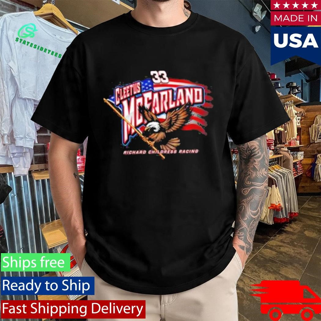 Cleetus Mcfarland Rcr No. 33 American Flag & Bald Eagle Black Car Shirt