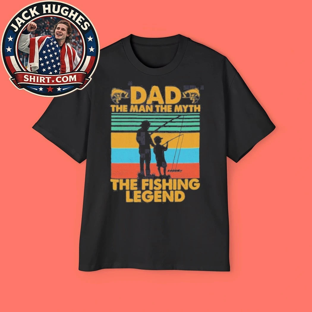 Dad The Man The Myth The Fishing Legend Retro Sunset Shirt