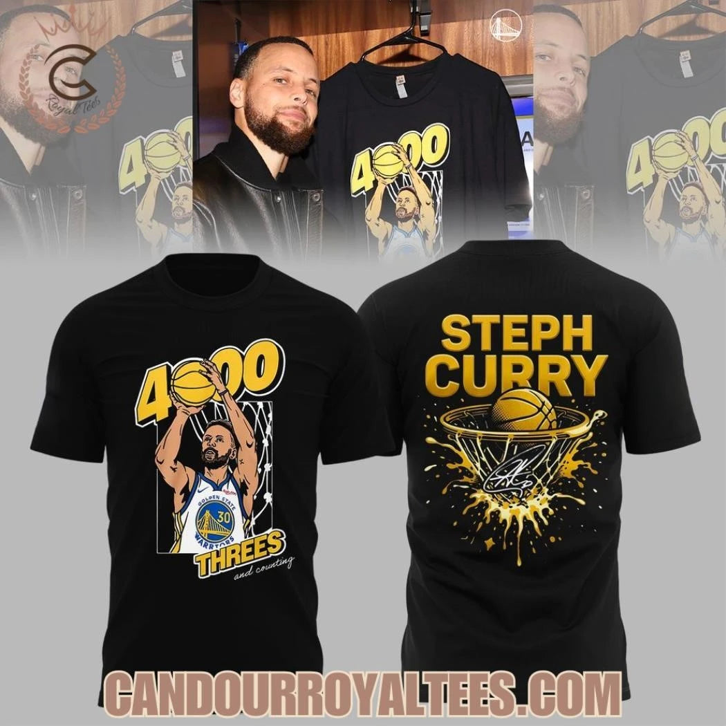 Golden State Warriors Steph Curry 4000 Threes Pointers And Counting Shirt