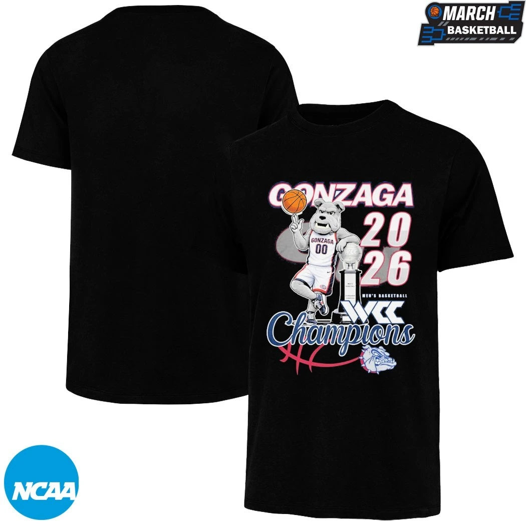 Gonzaga Bulldogs Men’s Basketball BCC Champions 2026 Mascot Trophy T-Shirts