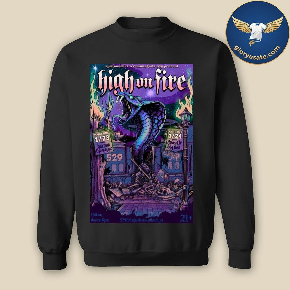 High On Fire Atlanta, GA February 23-24 2026 Tour Poster Shirt