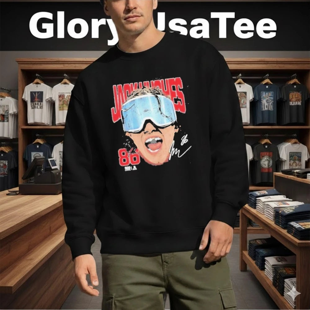 Jack Hughes New Jersey Goggles Shirt