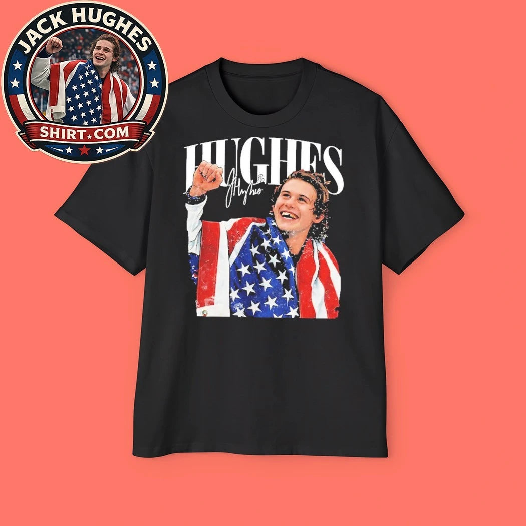 Jack Hughes USA Hockey And Signature Tee Shirt