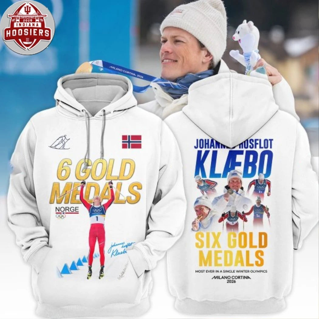 Johannes Hosflot Klaebo Six Glod Medals Logo Two Sided T-Shirt
