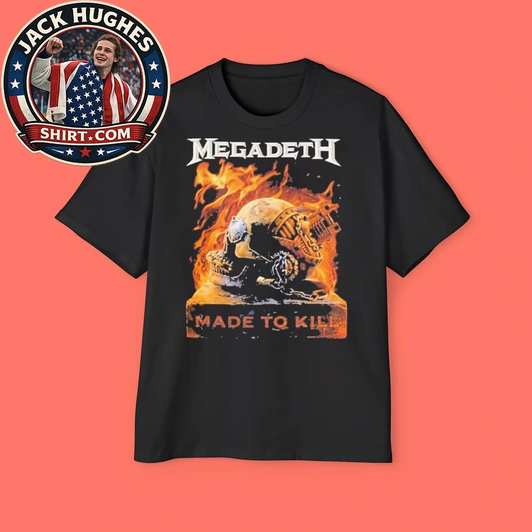 Megadeth Merch Canada 2026 Tour Fire Skull Made To Kill Tour T-Shirt