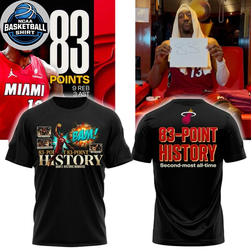 Miami Heat Bam Adebayo 83 Point History Logo Shirt
