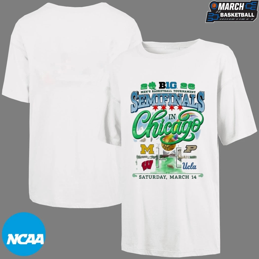 Michigan Wolverines Purdue Boilermakers Wisconsin Badgers UCLA Bruins Big Ten Men’s Basketball tournament Green River Semifinals In Chicago 2026 T-Shirts
