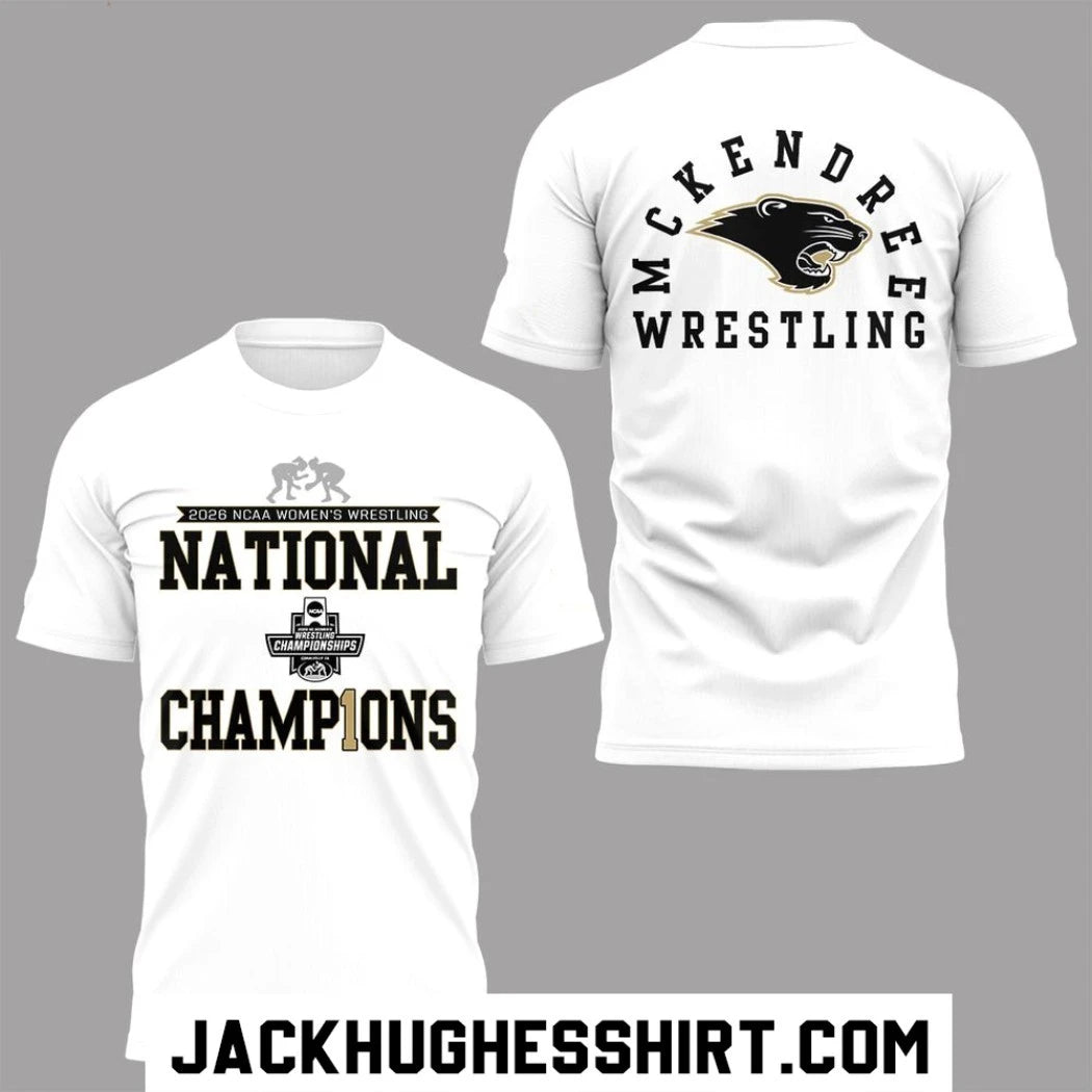 Nice Mckendree Wrestling 2026 Ncaa Women’s Wrestling National Champions Logo Two Sided Shirt