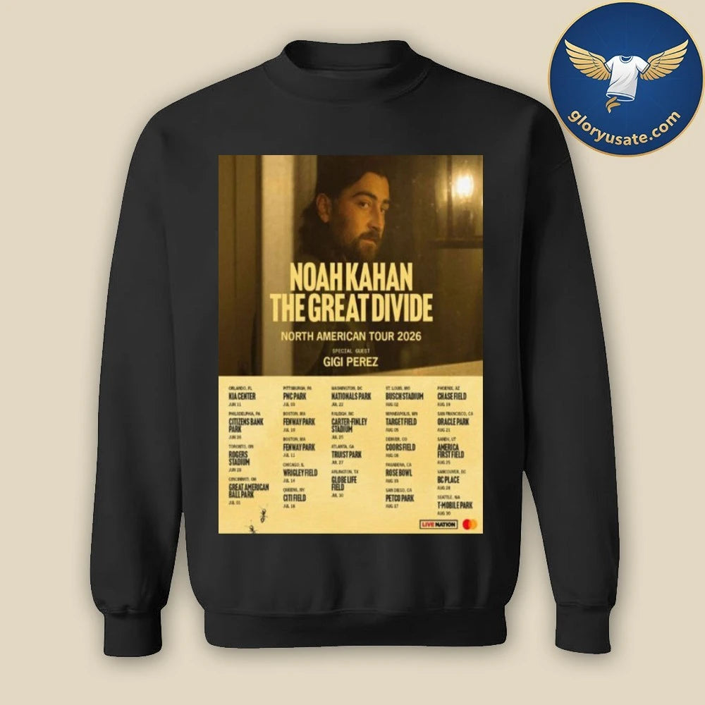 Noah Kahan The Great Divide North American Tour 2026 Venue Tour Dates Poster Shirt