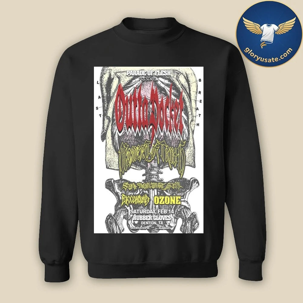 Outta Pocket Rubber Gloves Denton, TX February 14 2026 Concert Poster Shirt