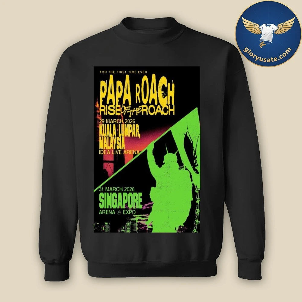 Papa Roach Malaysia & Singapore March 29 & 31 2026 Concert Poster Shirt