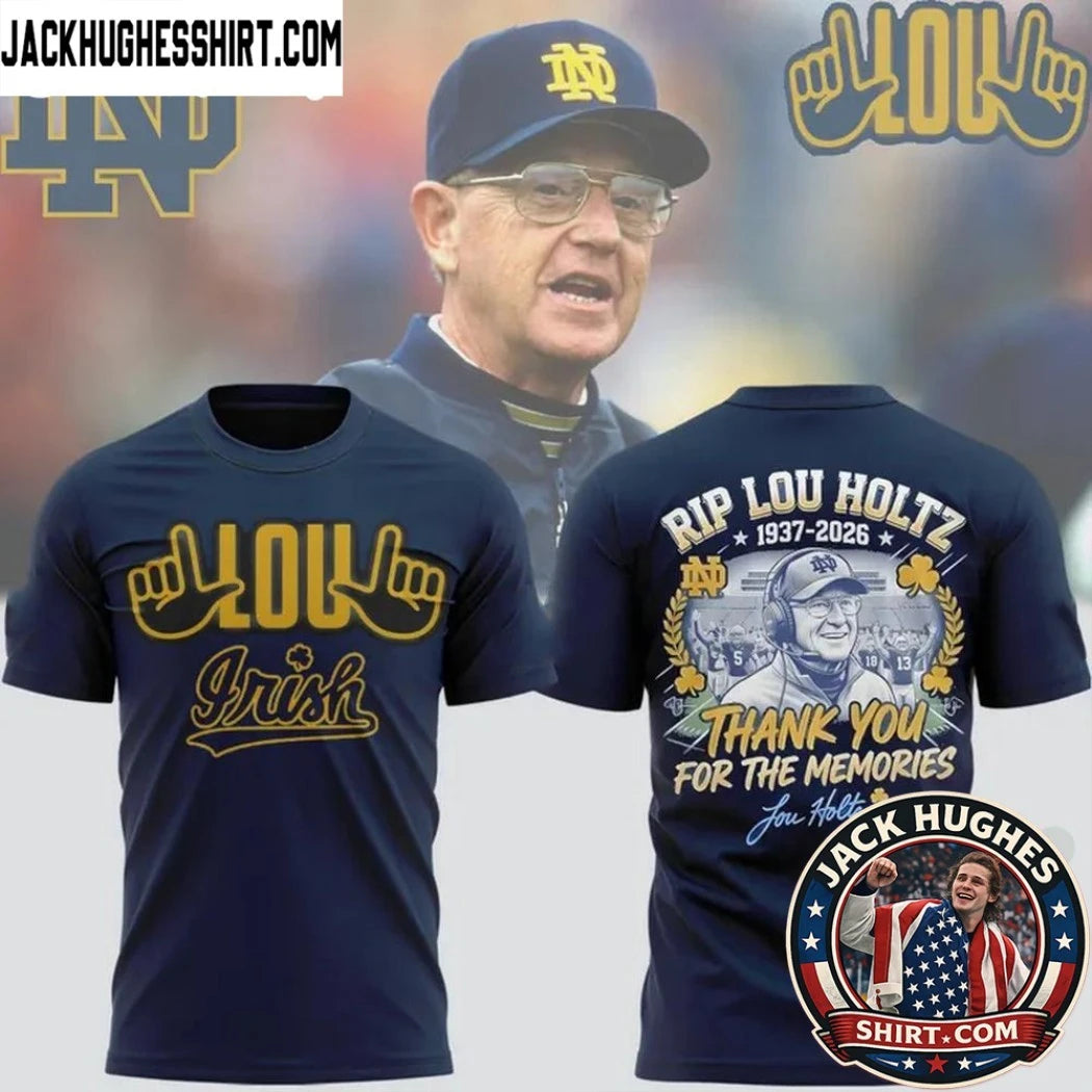 RIP Lou Holtz Notre Dame Fighting Irish Football 2026 Logo Two Sided Graphic T-Shirt