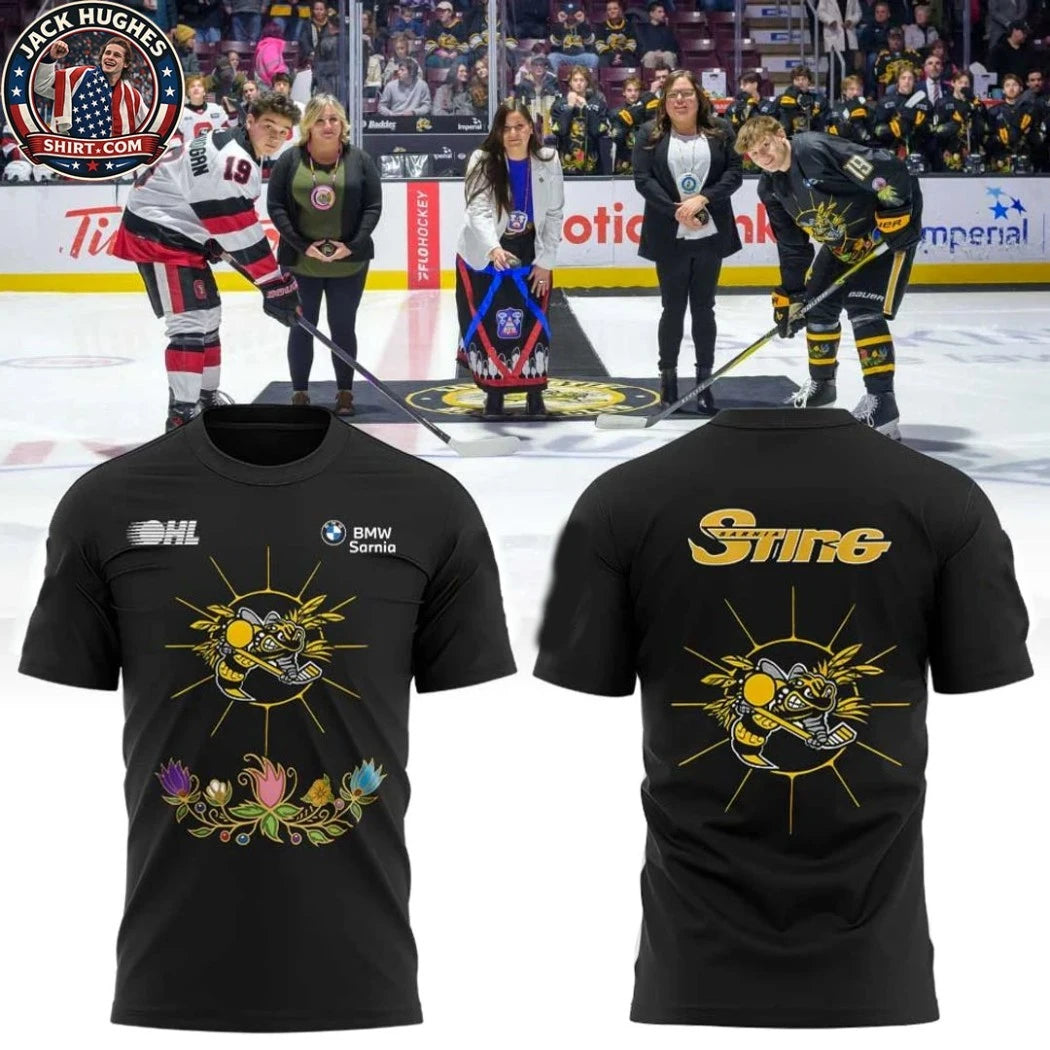 Sarnia Sting Indigenous Heritage Jerseys Celebrate The Culture Logo Two Sided T-Shirt