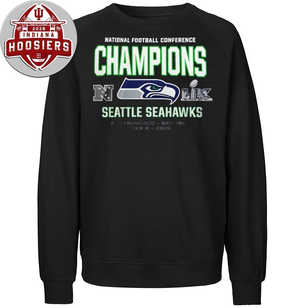 Seahawks 2025 2026 NFC Champions 4 Time Logo T-Shirt