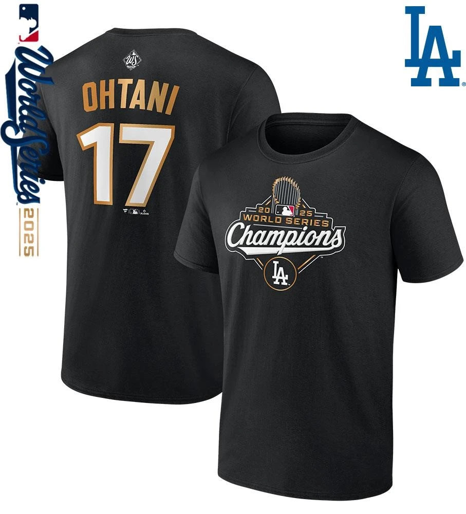 Shohei Ohtani Los Angeles Dodgers 2025 World Series Champions Name & Number T-Shirt