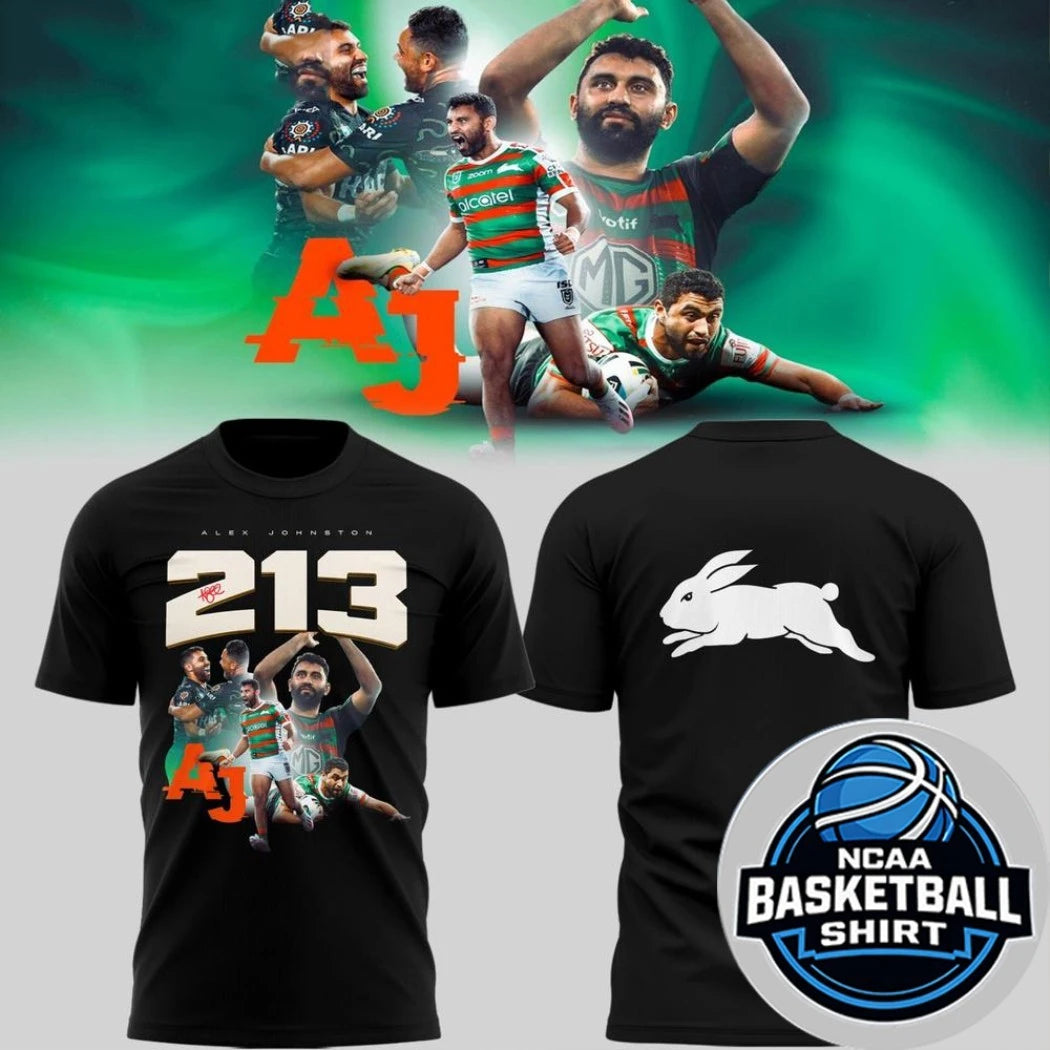 South Sydney Rabbitohs Alex Johnston Record Breaker All Over Print Two Sided Shirts