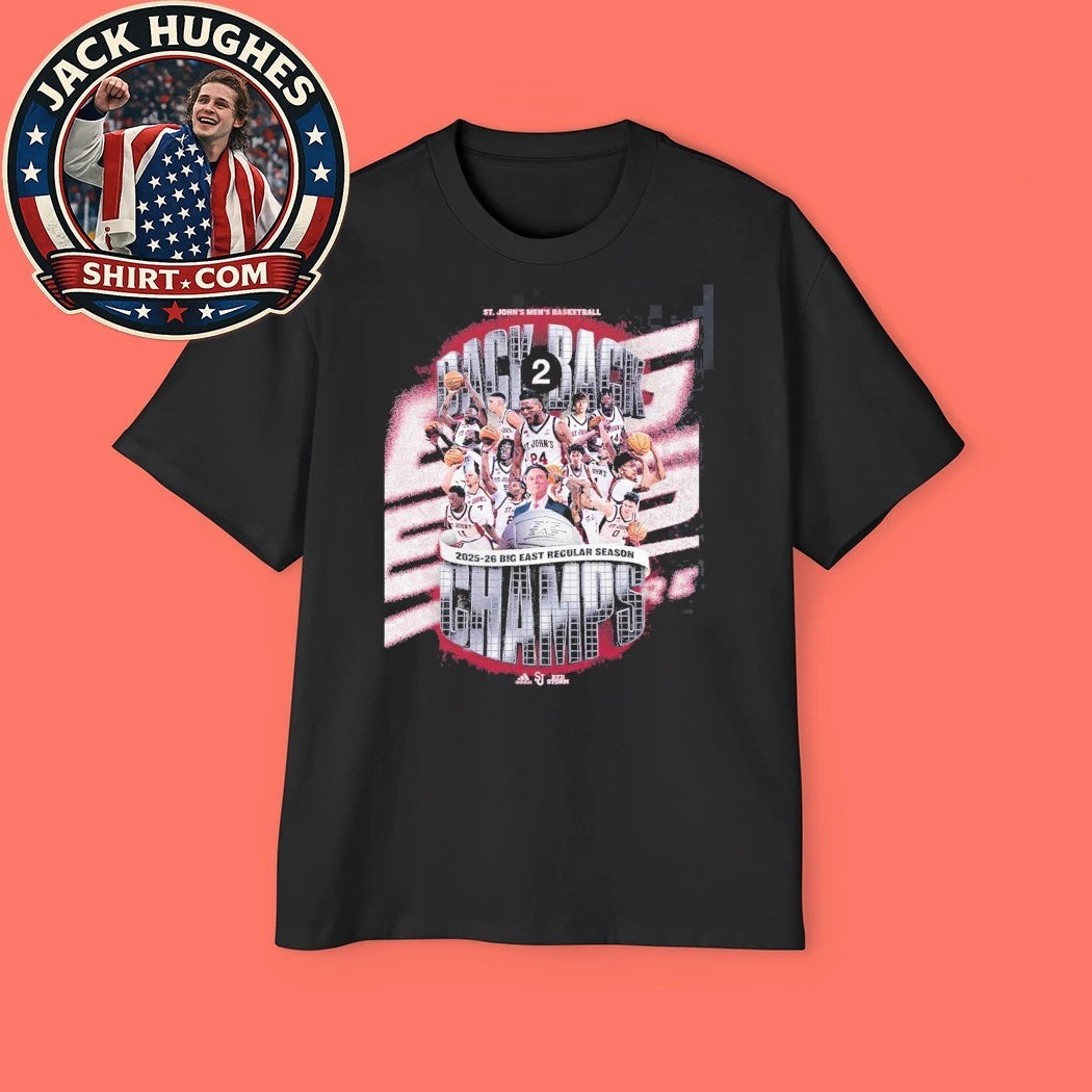 St John’s Men’s Basketball Back 2 Back Champions 2025-2026 Big East Regular Season Logo T-Shirt