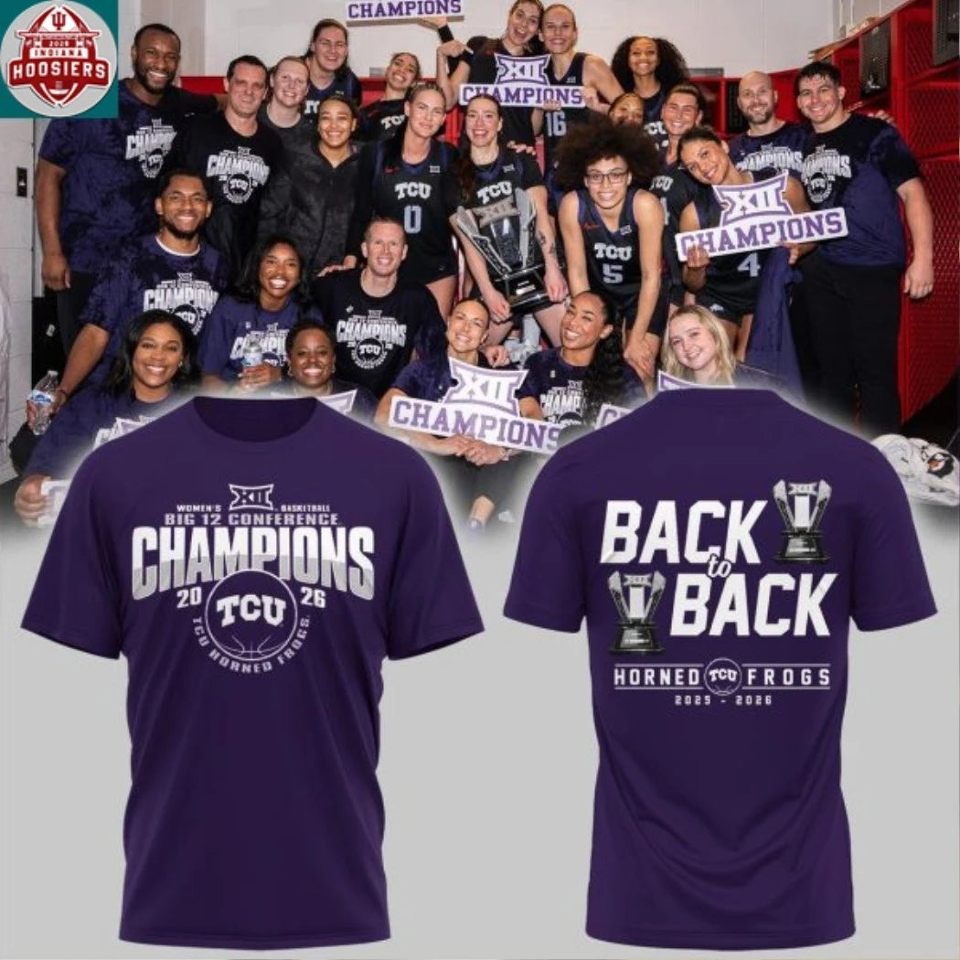 TCU Horned Frogs Big 12 Champions 2026 Back2Back Logo Two Sided T-Shirt