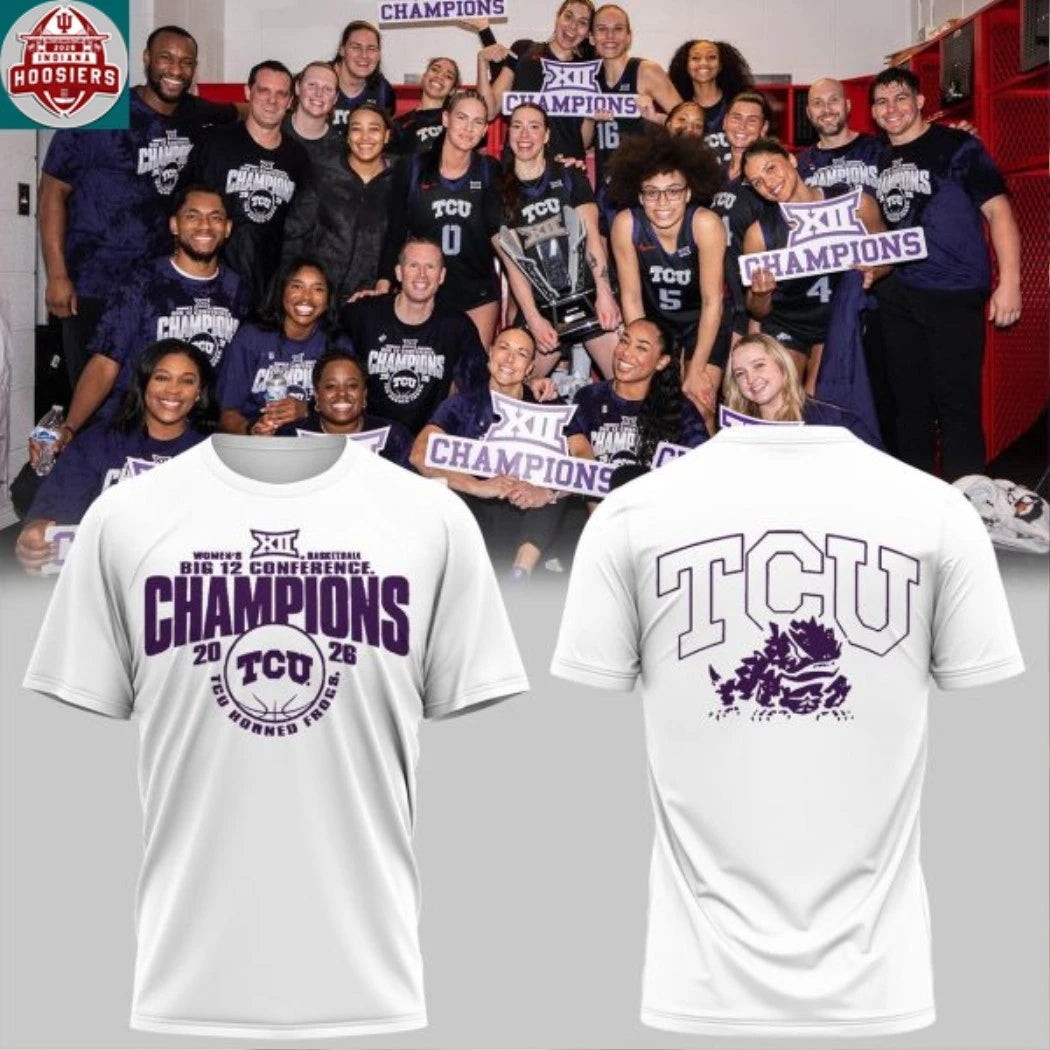 TCU Horned Frogs Women’s Basketball 2026 Big 12 Champions Logo Two Sided T-Shirt