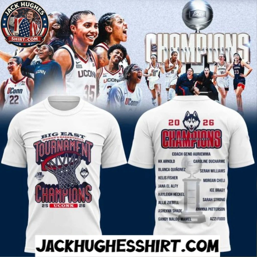 UConn Women’s Basketball 2026 BIG EAST Tournament Champions Logo Two Sided T-Shirt