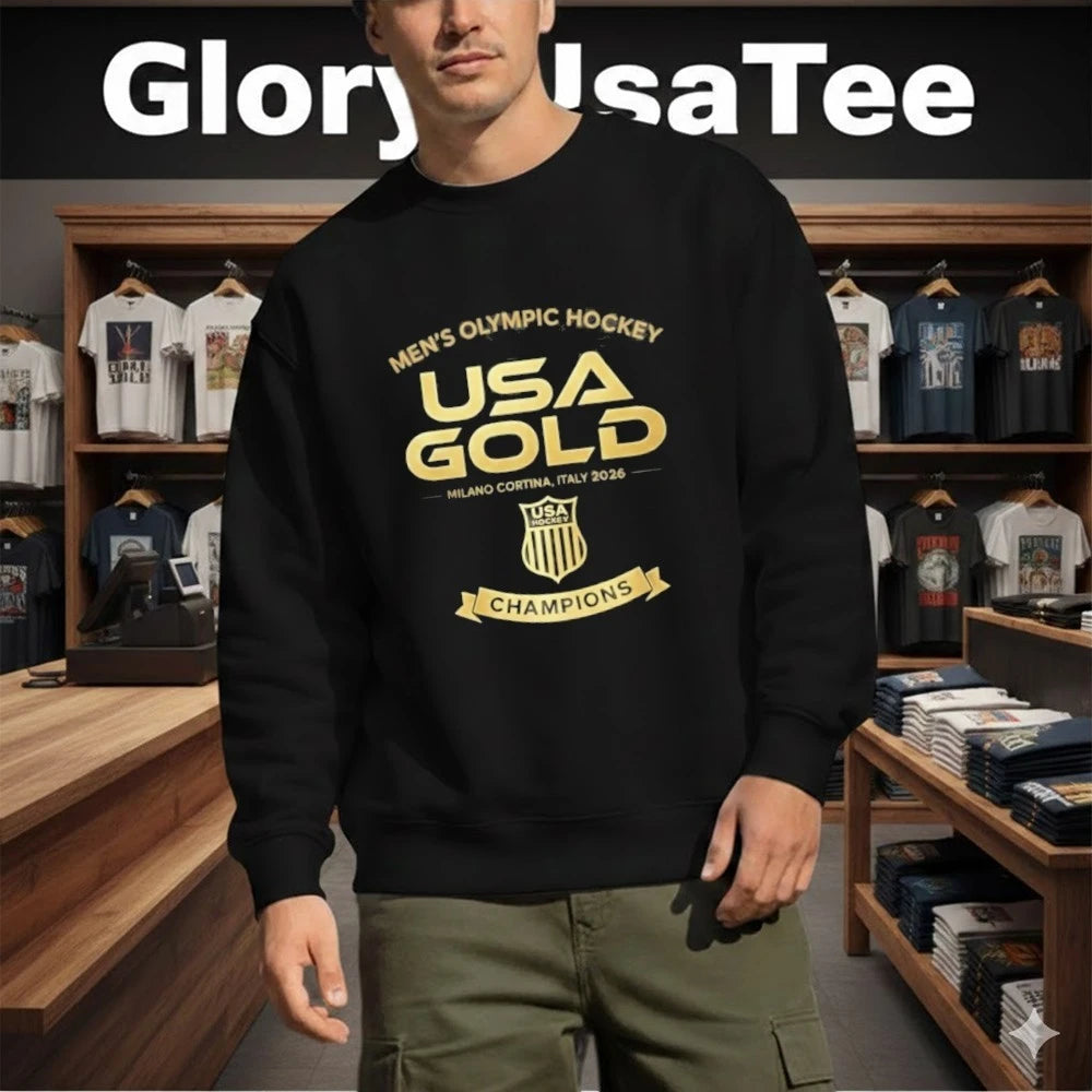USA Gold Hockey Vintage Black Champions Shirt