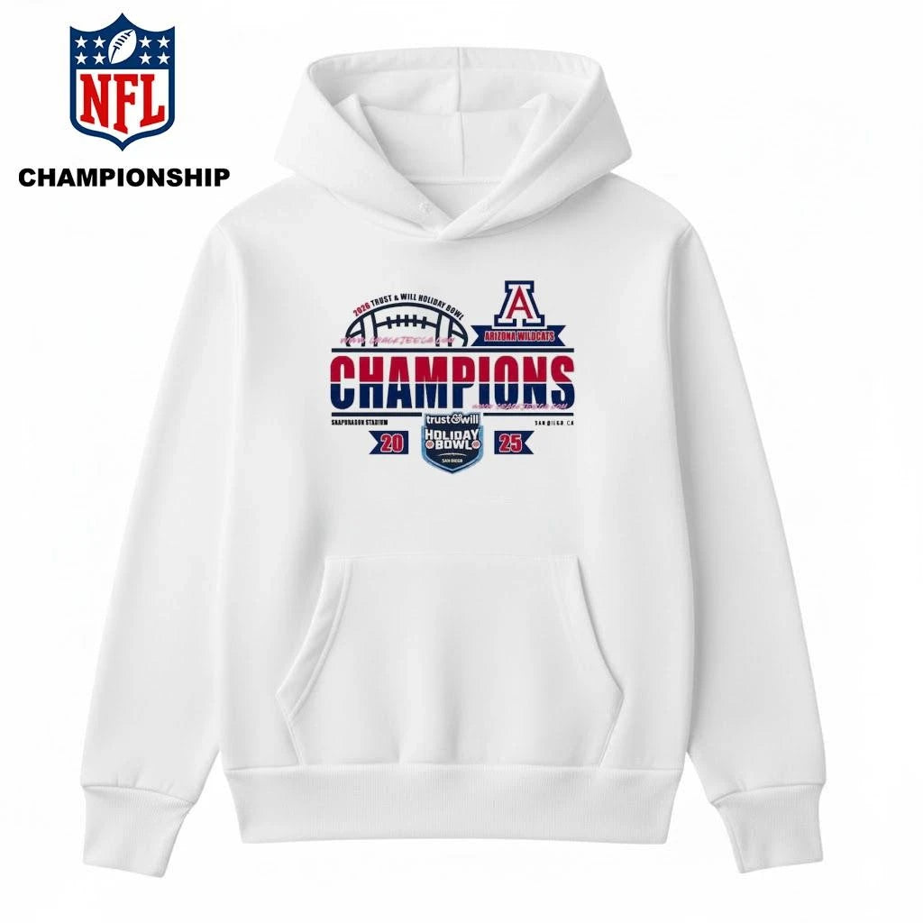 Arizona Wildcats Football 2026 Trust & Will Holiday Bowl Champions Locker Room Shirt