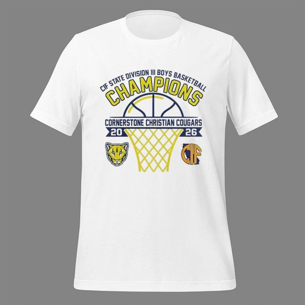 Cornerstone Christian Cougars CIF State III Boys 2026 Champions Shirt