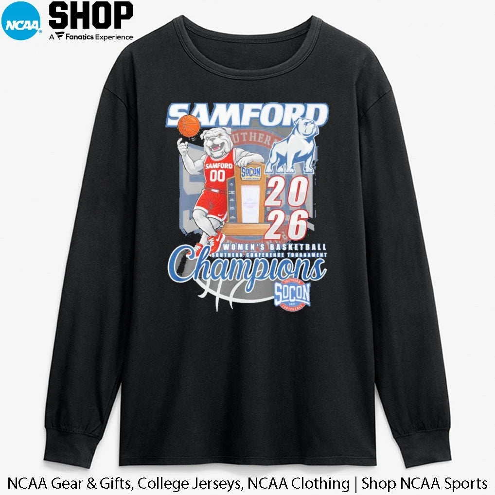 Official Samford Bulldogs 2026 Women’s Basketball Southern Conference Tournament Champions Mascot T-Shirt