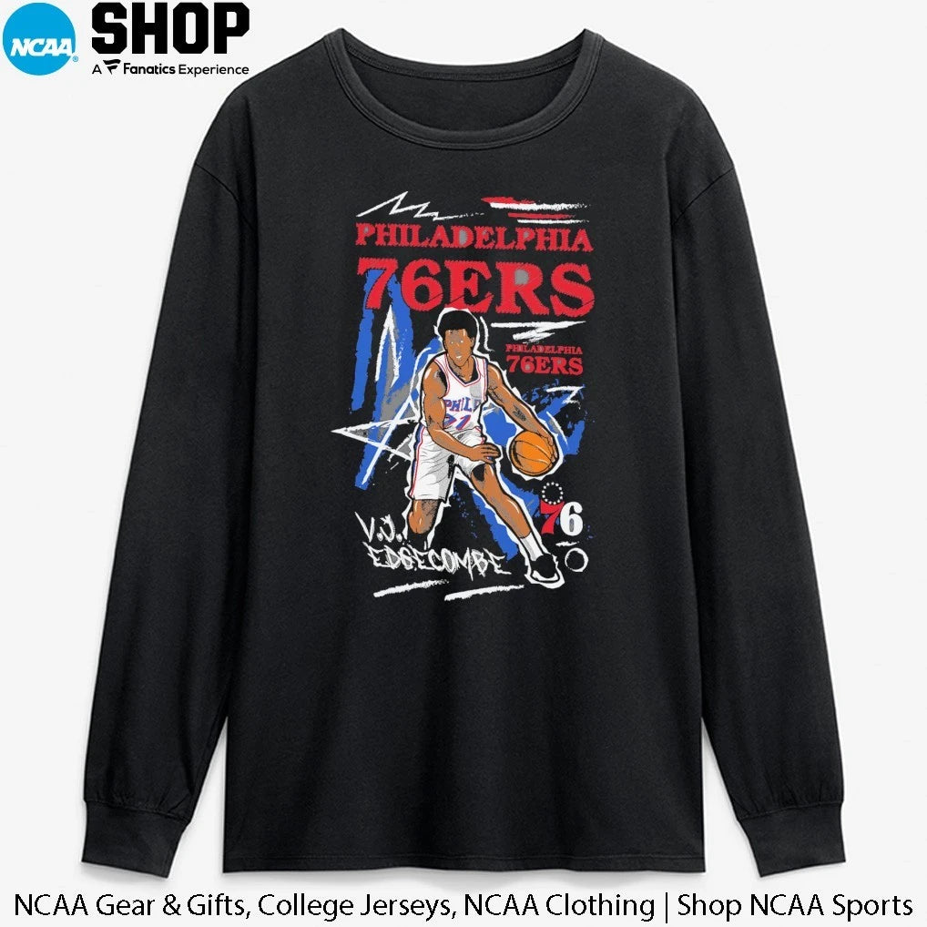 Official VJ Edgecombe Philadelphia 76ers Chalked Up Player Signature T-Shirt