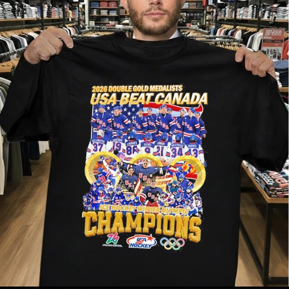2026 Double Gold Medalists Usa Beat Canada Ice Hockey Winter Olympic Shirt