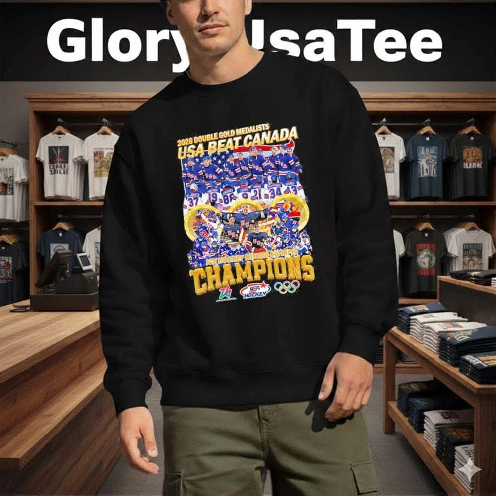 2026 Double Gold Medalists Usa Beat Canada Ice Hockey Winter Olympic Shirt