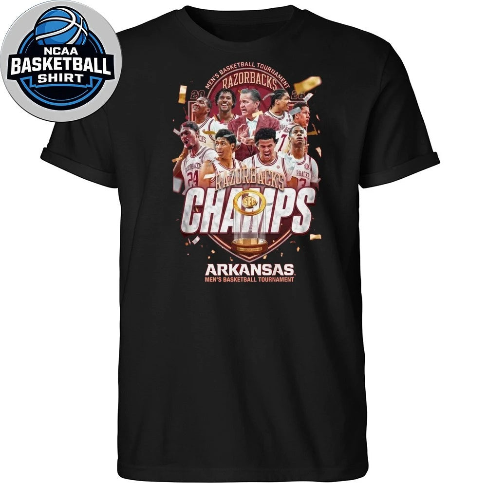 2026 Men’s Basketball Tournament Champs Arkansas Razorbacks T-Shirt