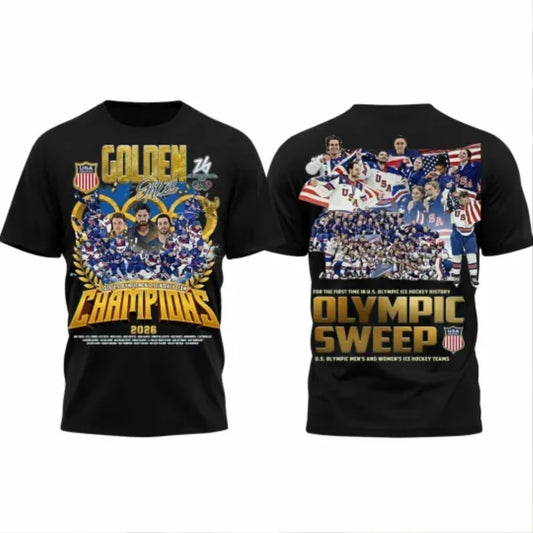 2026 Olympic USA Ice Hockey Champions The US ice hockey team at the 2026 Winter Olympics in Milan Cortina, Italy Two Sided Shirt