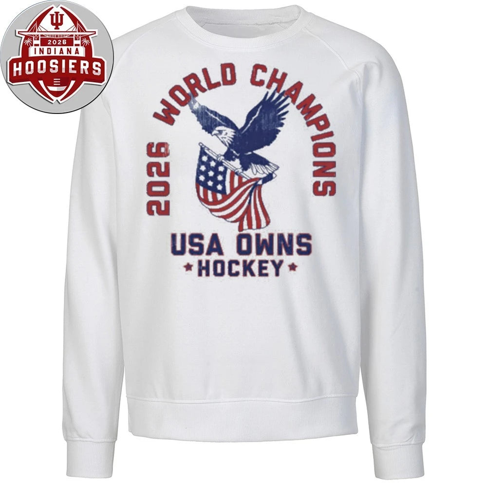 2026 World Champions USA Owns Hockey Flag T-Shirt