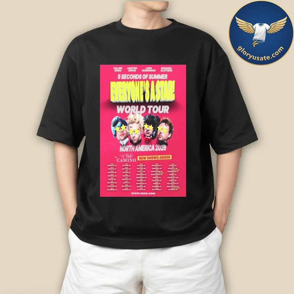 5 Seconds of Summer North America, Europe &amp; UK Tour 2026 Poster Shirt