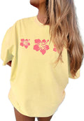 Womens Oversized Vintage Flower T-Shirts Preppy Western Graphic Tees Tops Y2k Ocean Coastal Summer Beachy T Shirts