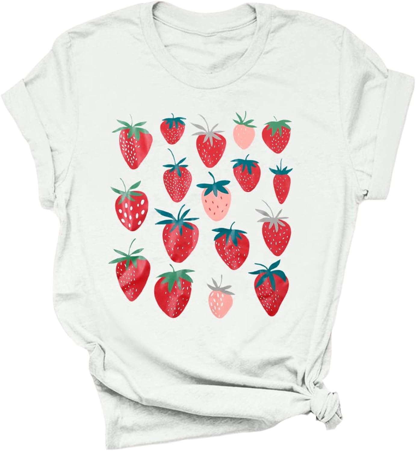 Strawberry Shirt for Women Cute Pink Graphic Tee Girls Fruit Lovers Shirts Garden Casual Summer Tee Tops