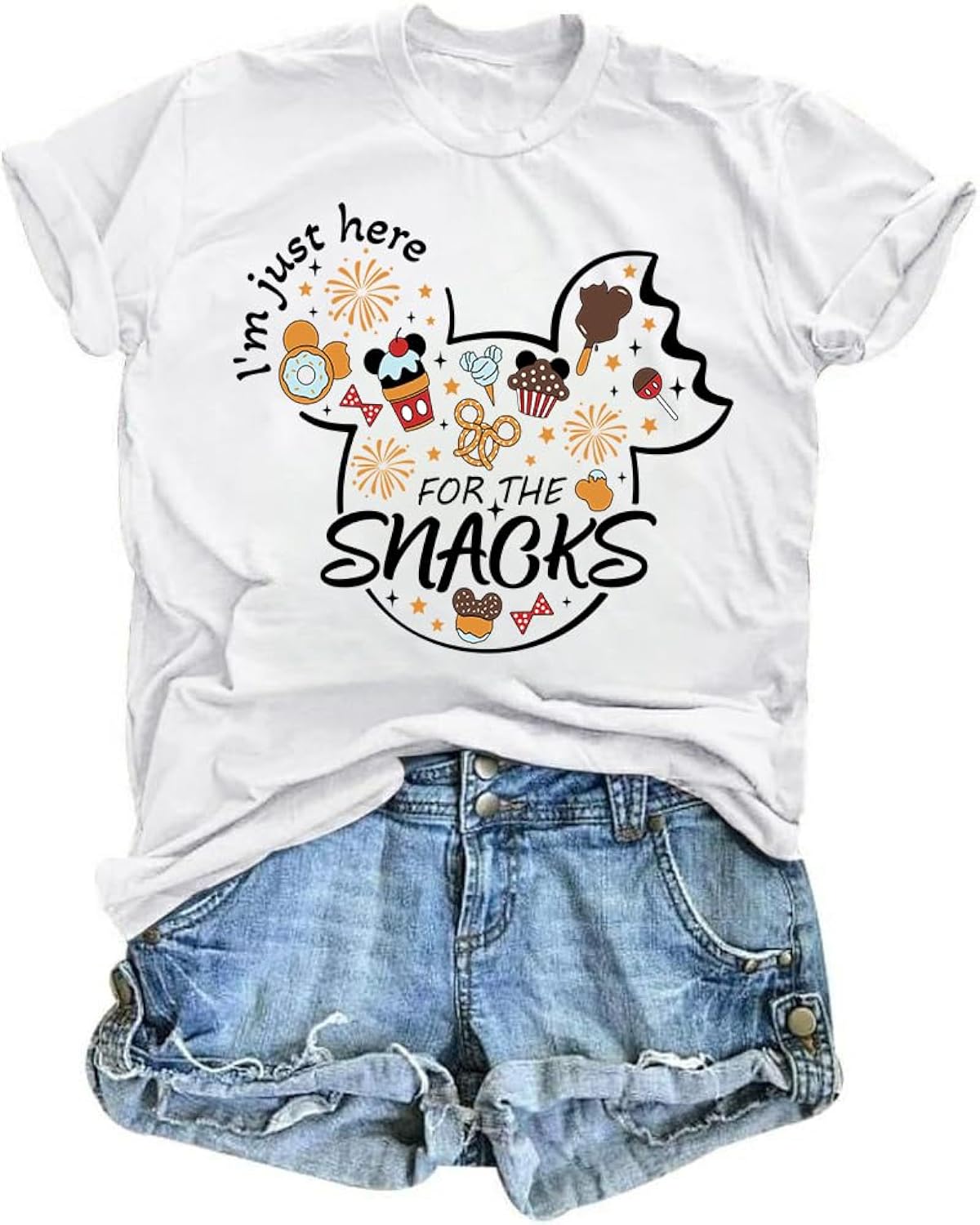 Magical Shirt for Women I'm Here for The Snacks Shirts Funny Foodie T-Shirt Family Holiday Vacation Short Sleeve Tee Tops
