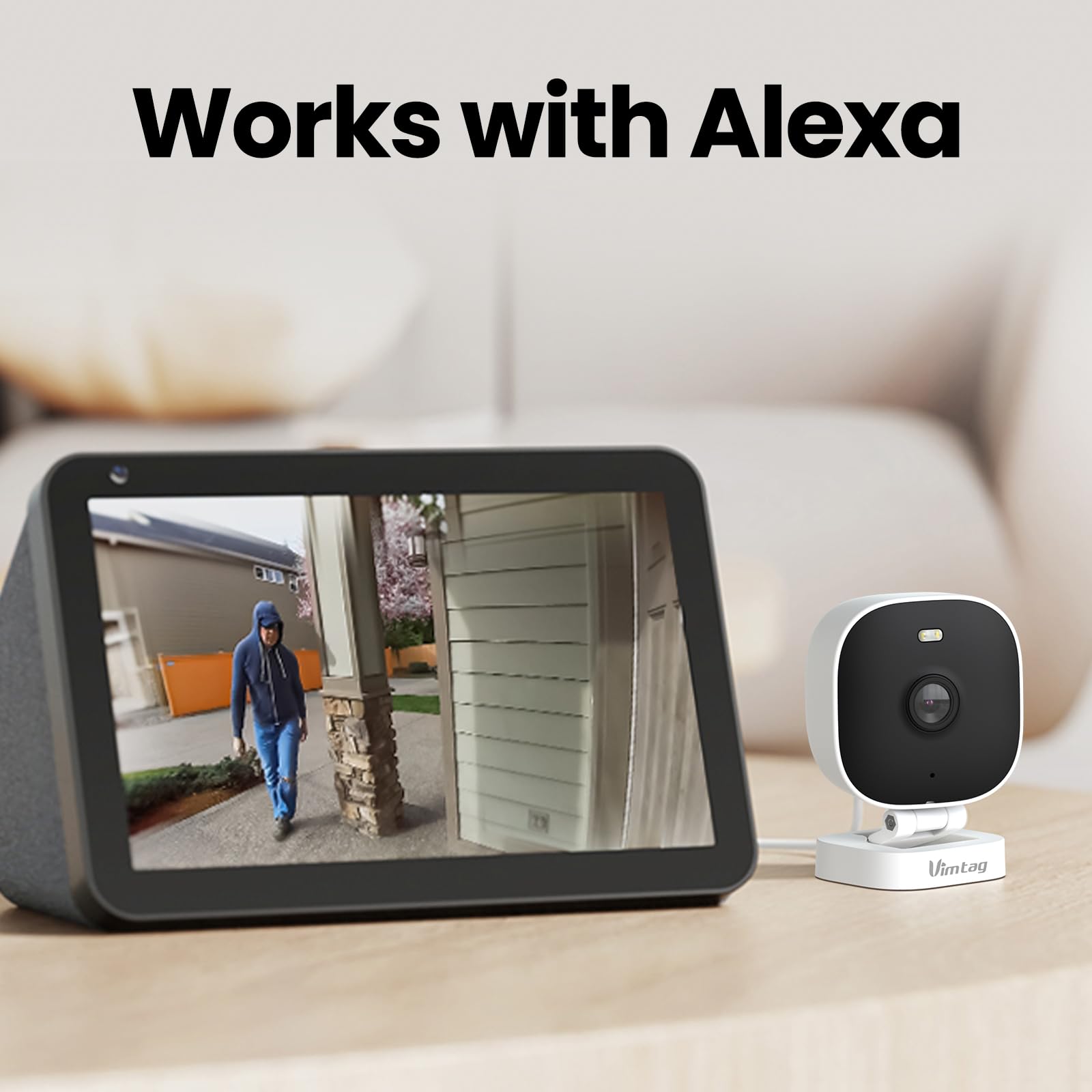 VIMTAG 2.5K Cameras for Home Security Outdoor/Indoor, Color Night Vision Security Camera for Baby/Pet/Dog/Nanny, Light/Siren, Motion Detection, 2-Way Audio, Work with Alexa, Cloud/Card Storage, 2Pcs