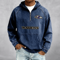 Baltimore Ravens Men's Denim Long - Sleeve Half-Zip Denim Hoodies