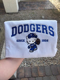 Embroidered Kitty Baseball Sweatshirt, Dodgers