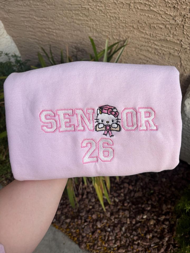 Embroidered Kitty Graduatiom Sweatshirt, Class of 2000s
