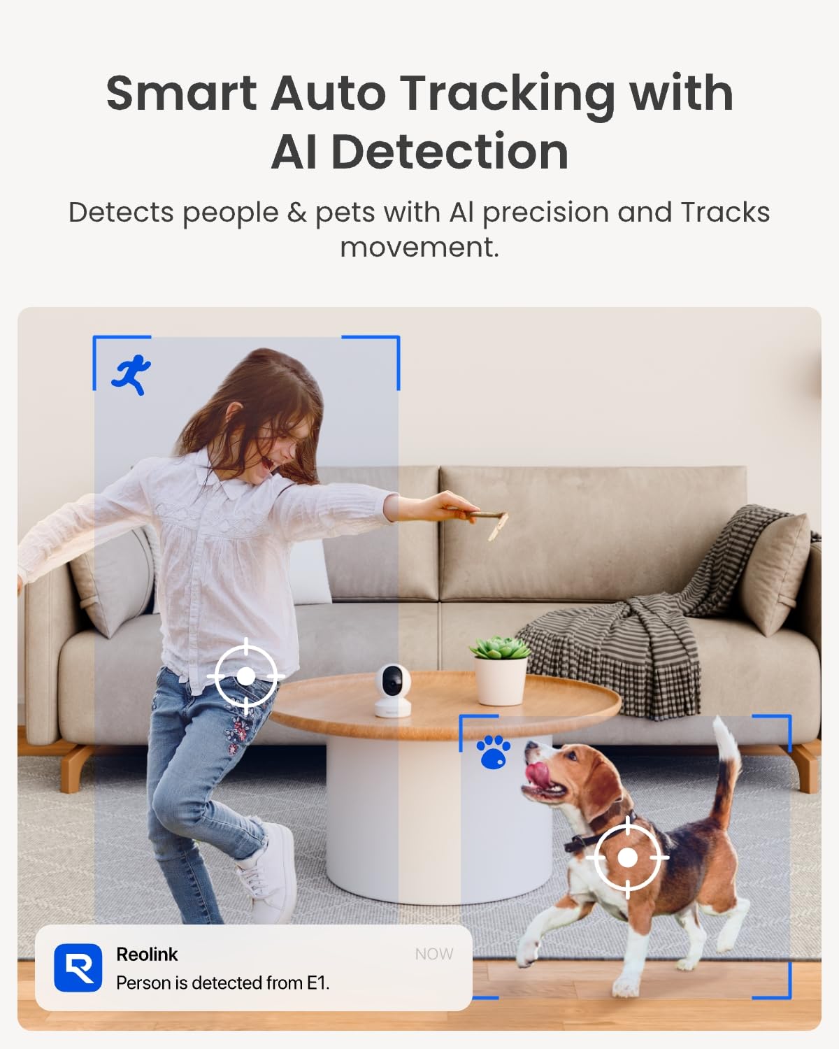 REOLINK 4MP 2K Indoor Camera E1, Plug-in Wireless WiFi 6 Security Camera, 360 Degree Pet Camera with Phone app, Baby Monitor with Person/Pet/Cry Detection, Night Vision, 2-Way Talk, Local Storage