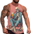 Graphic Tank Tops for Men Novelty Skull Print Tank Tops for Men Casual Sleeveless Cotton Shirts for Men Big and Tall Workout Tees for Men Quick Dry Gym Shirts 2XL