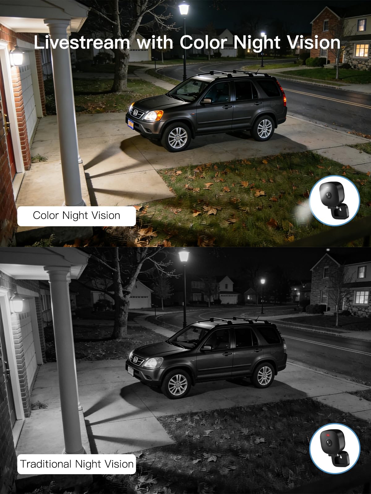 VIMTAG Security Camera Outdoor Indoor, 2.5K Cameras for Home Security Pet/Dog, Color Night Vision, Baby Monitor, Motion Activated Spotlight/Siren, IP66,2-Way Audio, Cloud/512G TF Card Storage,Plug-in